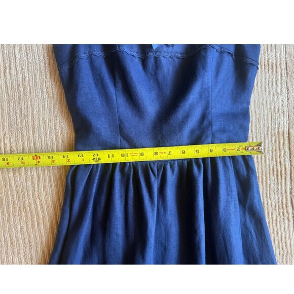 Reformation Rowen Square Neck Smocked Linen Sundress Danube Size 6 - Picture 9 of 9